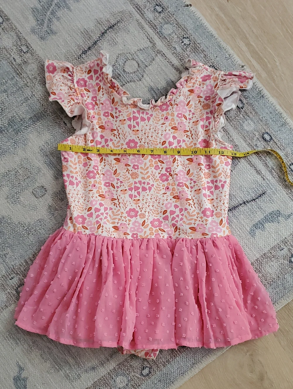 Cheeky Plum Girls Farrah leotard Citrus floral pattern pink ruffle skirt Sz8y